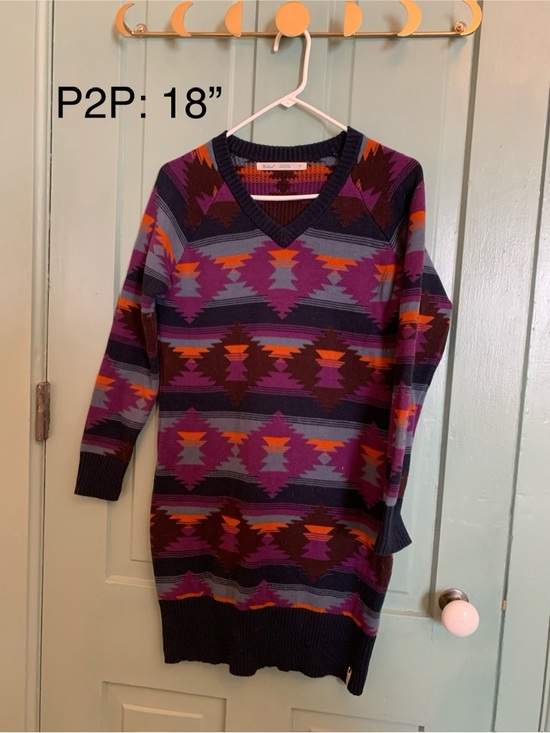 Woolrich Dresses & Skirts - Woolrich Purple Multi Aztec V-Neck Sweater Dress